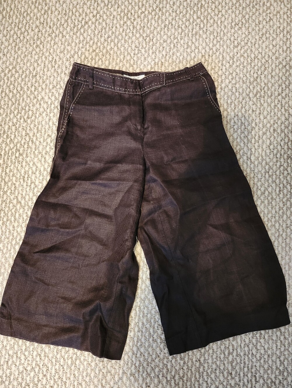 next Dark Brown Wide Leg Capris with Contrast Stitching